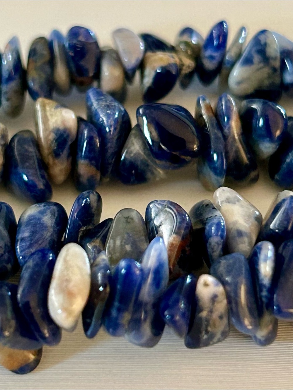 36 inch Sodalite Blue Natural Stone Chip Necklace